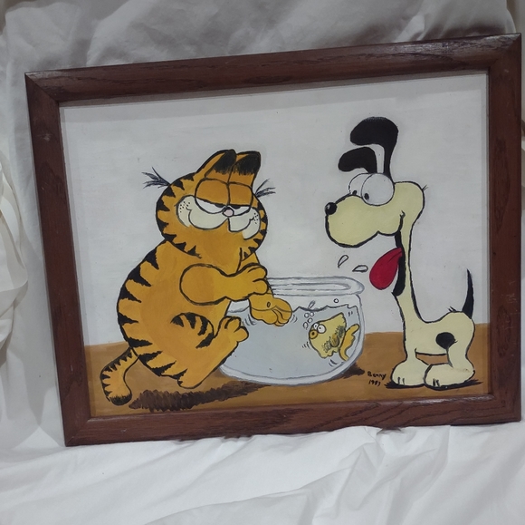 Garfield and Odie canvas painting framed art collectables rare - Picture 10 of 12